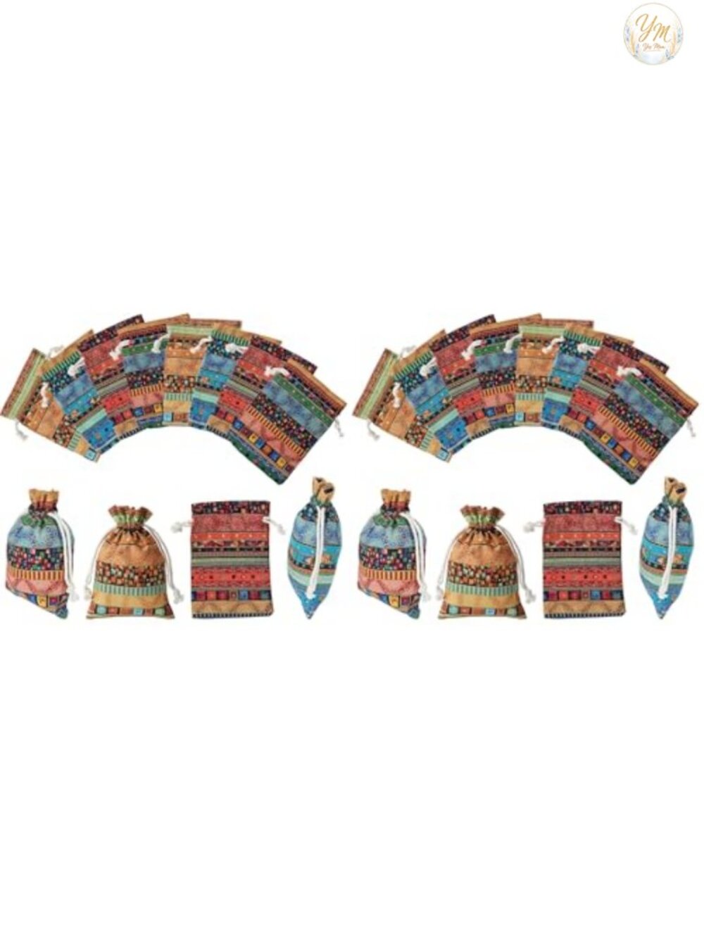 56 Pack Drawstring Gift Bags Egyptian Coin Pouches Canvas Party Favors
